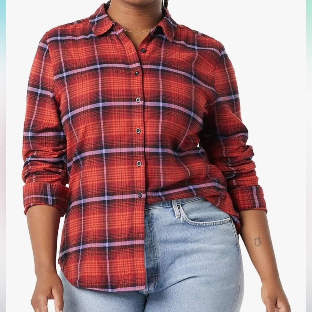 NWT Goodthreads Plaid Button Down Flannel Top - XL
